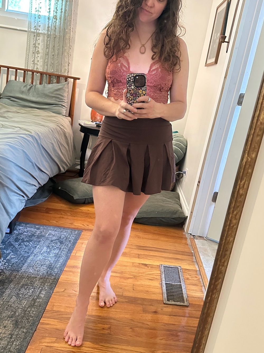 American Eagle Brown Pleated Mini Skort